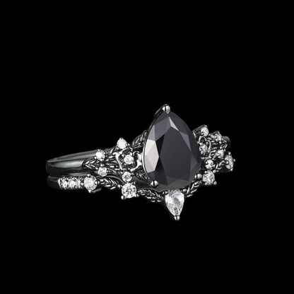 Nordic Floral Alexandrite Ring Set
