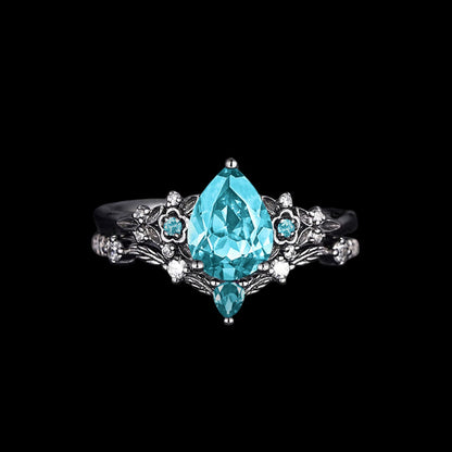 Nordic Floral Alexandrite Ring Set