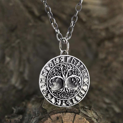 Handcrafted 925 Silver Yggdrasil Rune Necklace