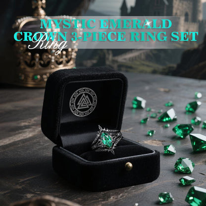 Mystic Emerald Crown 3-Piece Ring Set