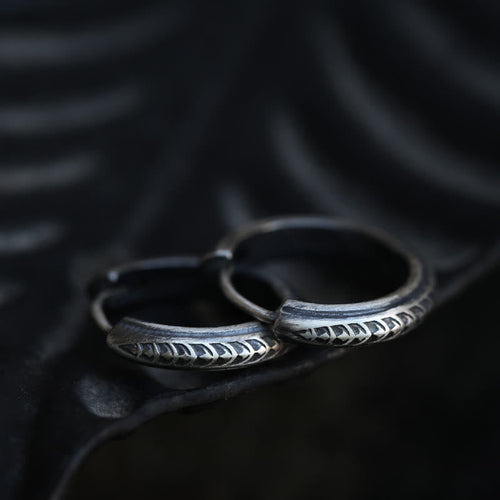 925 Sterling Silver Gothic Engraved Silver Earrings