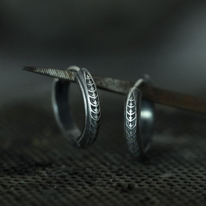 925 Sterling Silver Gothic Engraved Silver Earrings
