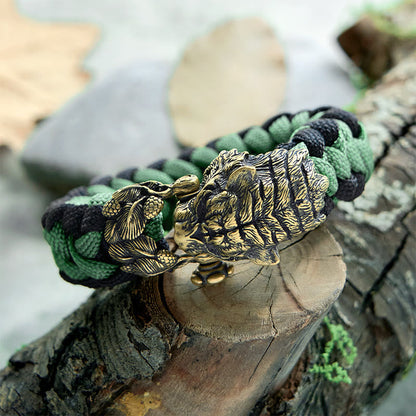 Viking Tiger Head Paracord Braided Bracelet