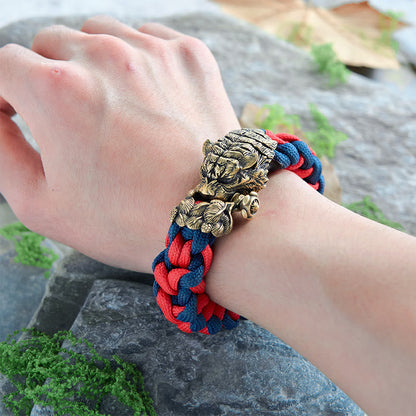 Viking Tiger Head Paracord Braided Bracelet
