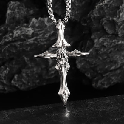 Spiked Skull Cross Necklace