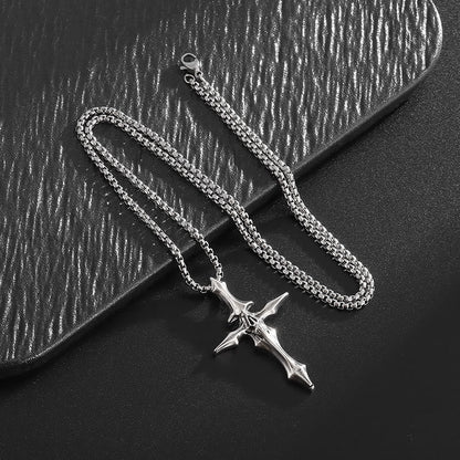 Spiked Skull Cross Necklace