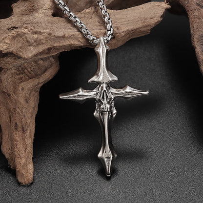Spiked Skull Cross Necklace