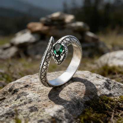 Serpent Scale Forest Stone Weave Ring