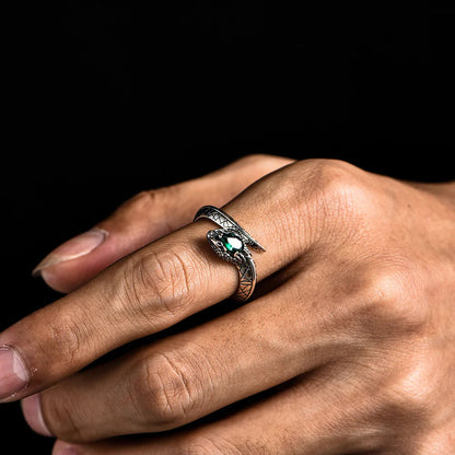Serpent Scale Forest Stone Weave Ring