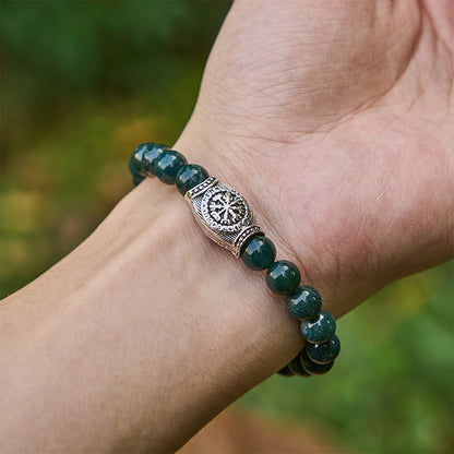 Viking Runes Vegvisir Crystal Beaded Bracelet