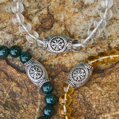 Viking Runes Vegvisir Crystal Beaded Bracelet