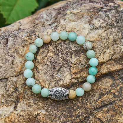 Viking Runes Vegvisir Crystal Beaded Bracelet
