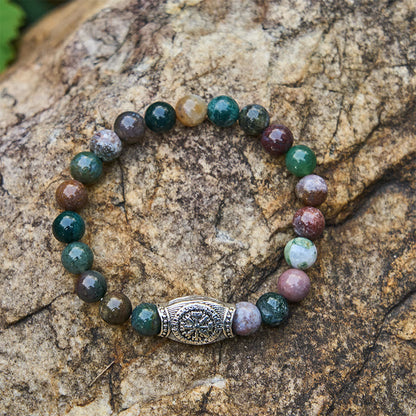 Viking Runes Vegvisir Crystal Beaded Bracelet