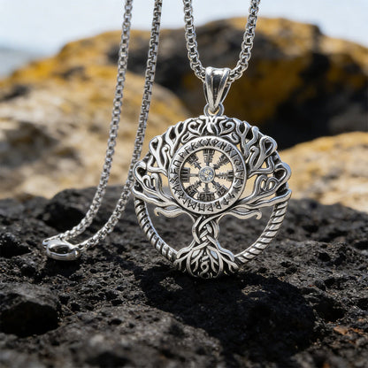 Vegvisir Rune Yggdrasil Necklace