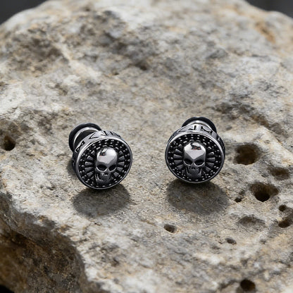 Viking Mjolnir Rune Antiqued Stud Earrings
