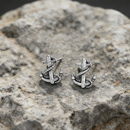 Viking Anchor Rope Wrapped Rustic Earrings