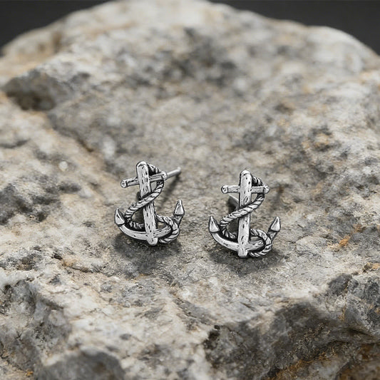 Viking Anchor Rope Wrapped Rustic Earrings