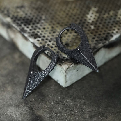 Handcrafted 925 Silver Spearhead Textured Earrings