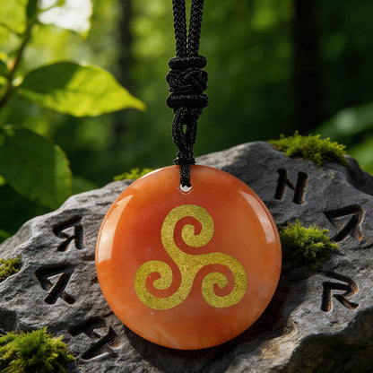 Triskelion Spiral Knot Crystal Necklace