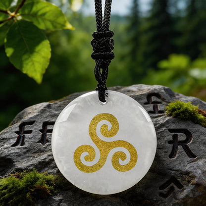 Triskelion Spiral Knot Crystal Necklace