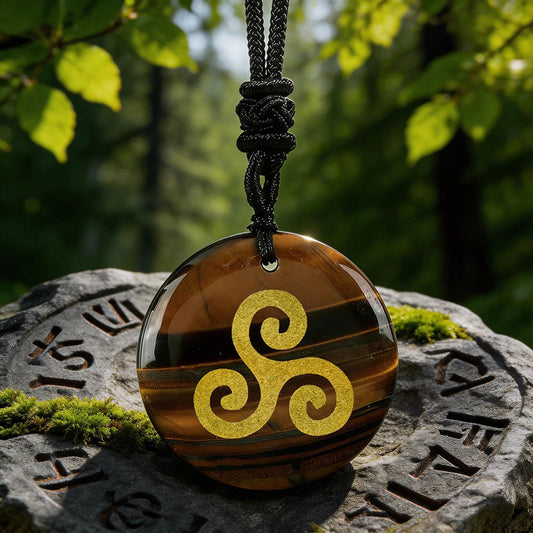 Triskelion Spiral Knot Crystal Necklace