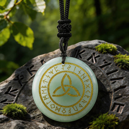 Triquetra Rune Circle Crystal Necklace
