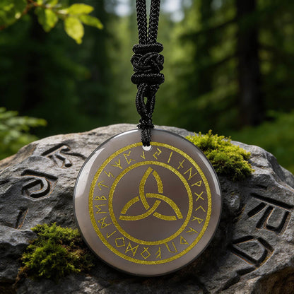 Triquetra Rune Circle Crystal Necklace