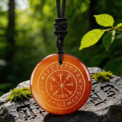 Vegvisir Rune Guidance Crystal Necklace