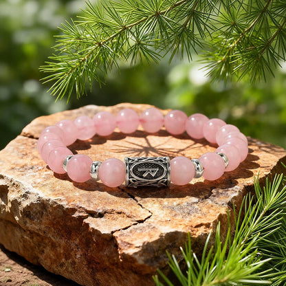 Viking Runes Courage Blessing Crystal Beaded Bracelet