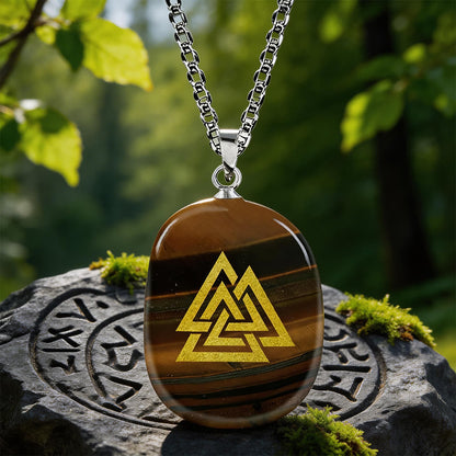 Valknut Strength Sigil Crystal Necklace