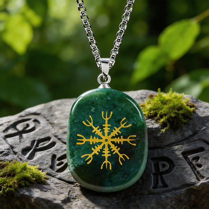 Norse Helm of Awe Courage Crystal Necklace