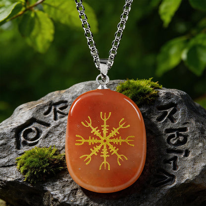 Norse Helm of Awe Courage Crystal Necklace