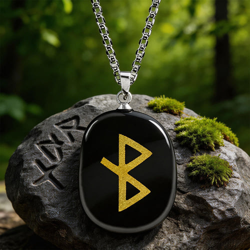 Viking Healing Bind Rune Vitality Crystal Necklace