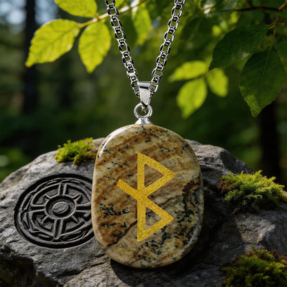 Viking Healing Bind Rune Vitality Crystal Necklace