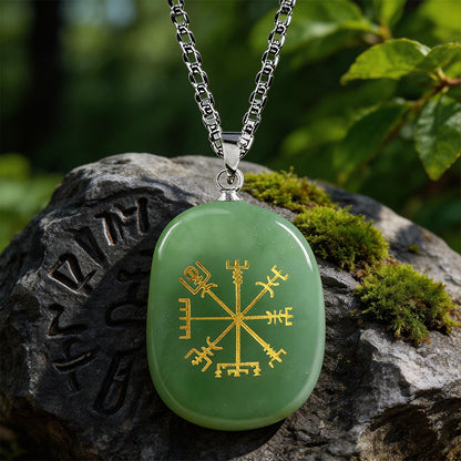 Vegvisir Runic Compass Guidance Crystal Necklace
