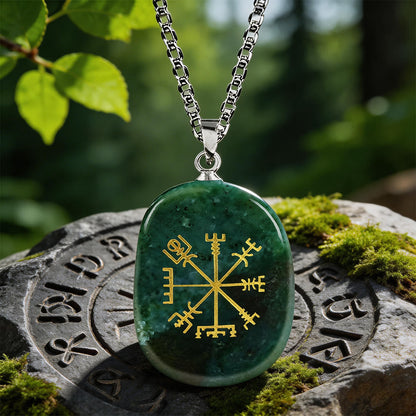 Vegvisir Runic Compass Guidance Crystal Necklace