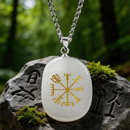 Vegvisir Runic Compass Guidance Crystal Necklace