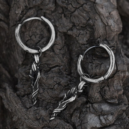 Handcrafted 999 Silver Ancient Wood Spiral Textured Earrings