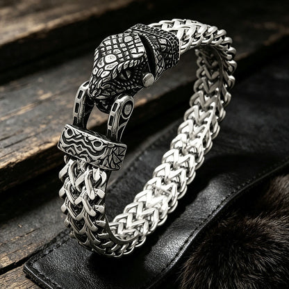 Punk Wolf With Raven Pattern Stainless Steel Bracelet