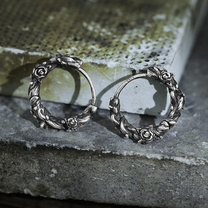 Handcrafted 925 Silver Thorny Bloom Wreath Earrings