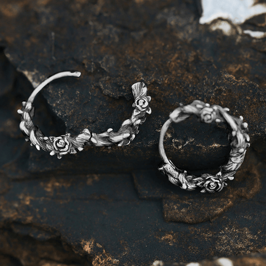 Handcrafted 925 Silver Thorny Bloom Wreath Earrings