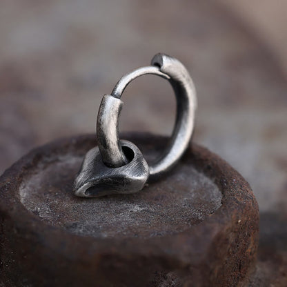 Handcrafted 925 Silver Forged Vintage Ring Hoop Earrings