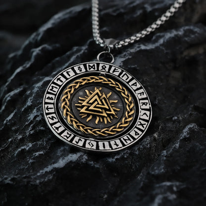 Double Sided Celtic Knot Rune Valknut Spinner Necklace