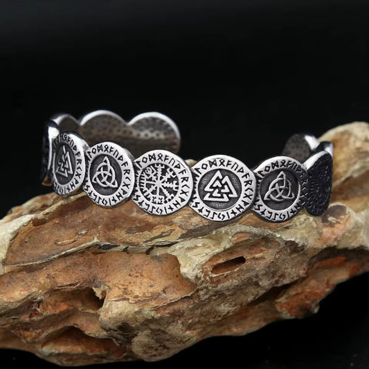 Rune Disc Vegvisir Valknut Bracelet
