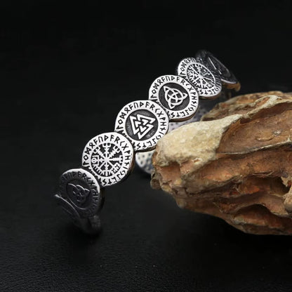 Rune Disc Vegvisir Valknut Bracelet