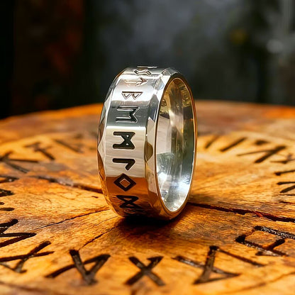 Hammered Futhark Rune Viking Amulet Ring