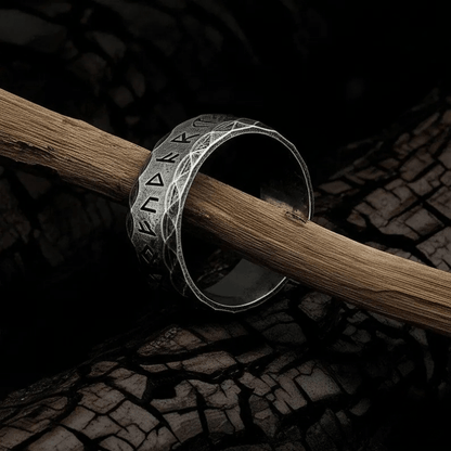 Hammered Futhark Rune Viking Amulet Ring