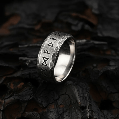 Hammered Futhark Rune Viking Amulet Ring