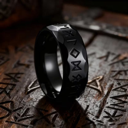 Hammered Futhark Rune Viking Amulet Ring