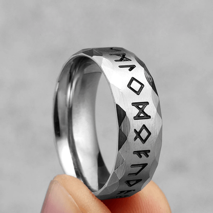 Hammered Futhark Rune Viking Amulet Ring
